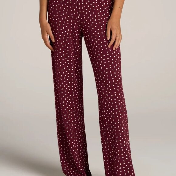 2 PAIR!!!   Wide Leg Women's Tall Pajama Pants in Dark Cherry Cloud Print - 2XL - Picture 1 of 3